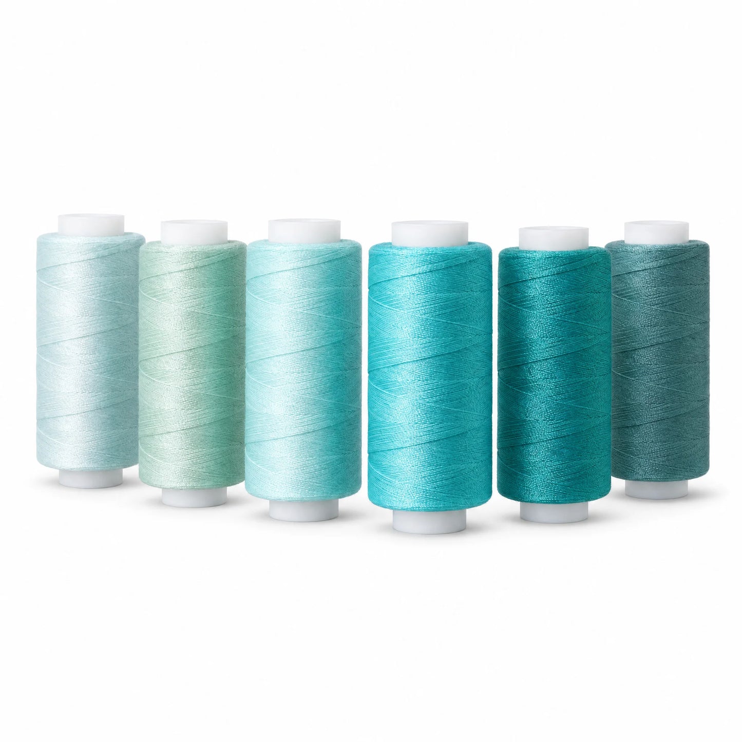 6-Color Teal & Aqua Sewing Thread Set | 500 Yards Each | 40S/2 Polyester Thread